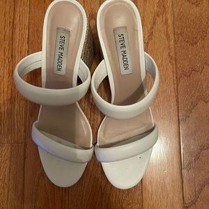 White wedge heels